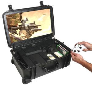 POGA SLY Xbox Series X Premium Portable Console Travel Case included  Trolley and 24'' AOC Gaming Monitor, Black