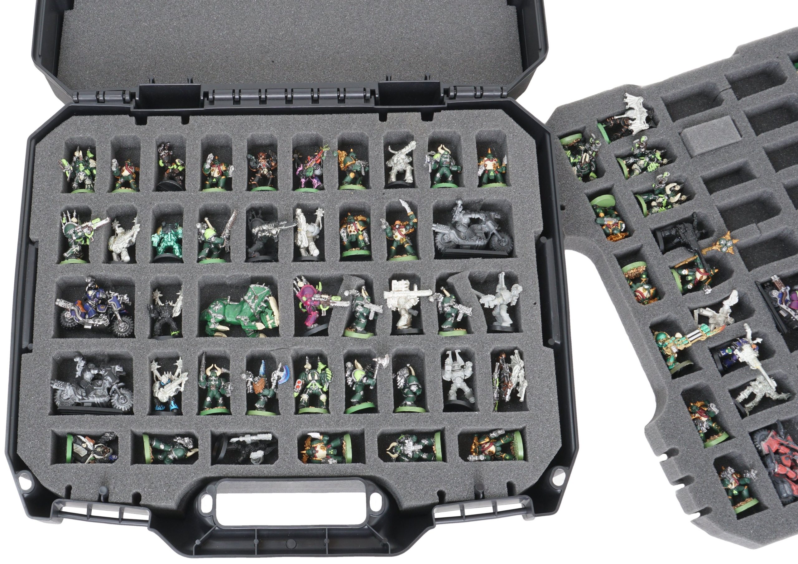 CASEMATIX Miniature Storage Hard Shell Figure Case - 80 Slot Figurine  Carrying Case with Customizable Foam Compatible with Warhammer 40k, DND &  More!
